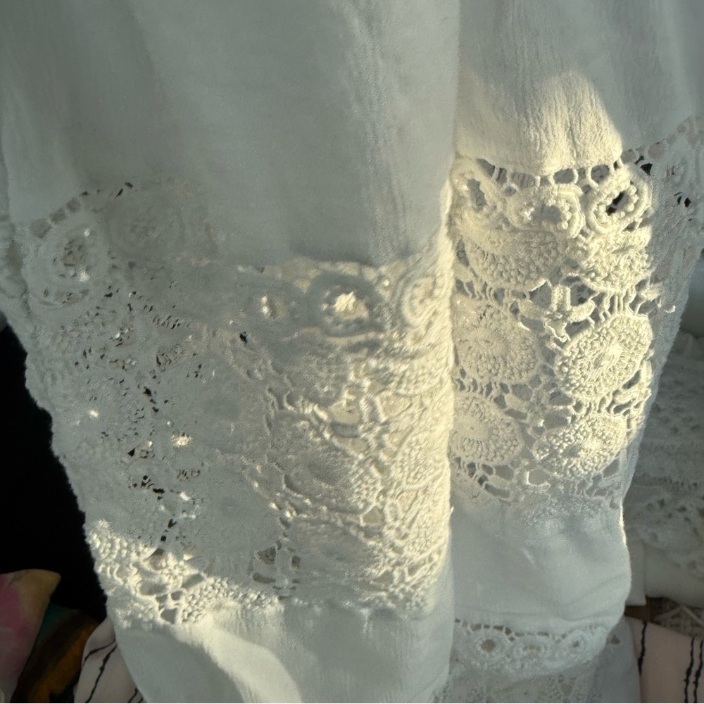 Beautiful Bohemian White Strapless Crochet Lace Design Beach Dress - Picture 14 of 16